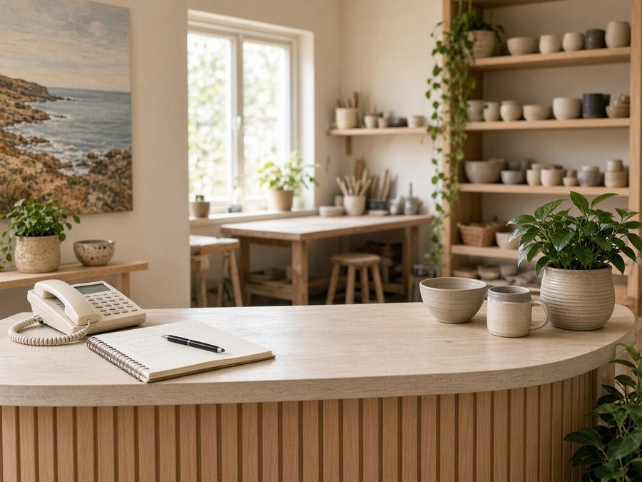 Contact desk at Tidalridge Clay Studio in Limassol