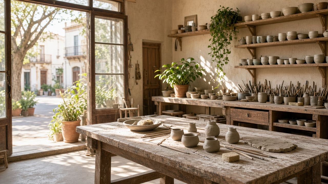 Clay modeling / handbuilding workshops workspace at Tidalridge Clay Studio